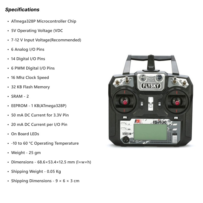 FlySky FS-i6X 2.4GHz AFHDS 2A RC Transmitter with FS-iA10B Receiver - Image 6